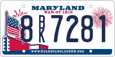 MD license plate 8BK7281