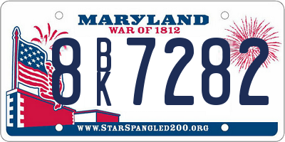 MD license plate 8BK7282