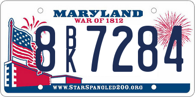 MD license plate 8BK7284