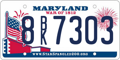 MD license plate 8BK7303