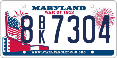 MD license plate 8BK7304