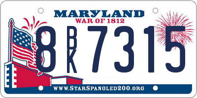 MD license plate 8BK7315