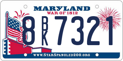 MD license plate 8BK7321