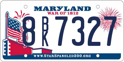 MD license plate 8BK7327