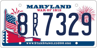 MD license plate 8BK7329