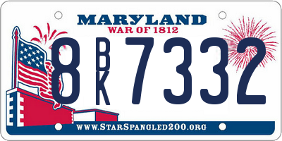 MD license plate 8BK7332