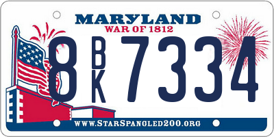 MD license plate 8BK7334