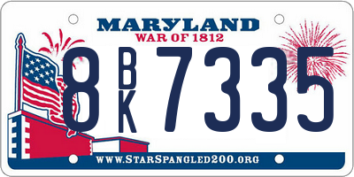 MD license plate 8BK7335