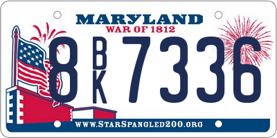 MD license plate 8BK7336