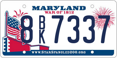 MD license plate 8BK7337