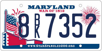 MD license plate 8BK7352