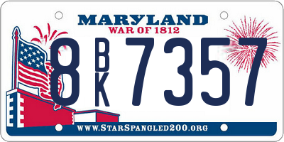MD license plate 8BK7357