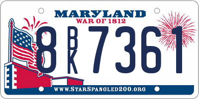 MD license plate 8BK7361