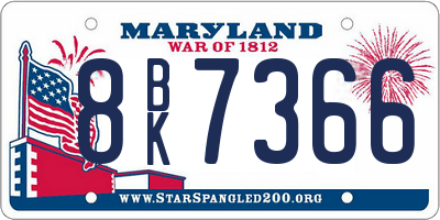 MD license plate 8BK7366
