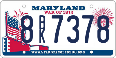 MD license plate 8BK7378