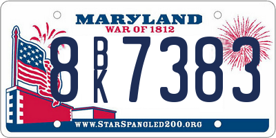 MD license plate 8BK7383