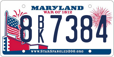 MD license plate 8BK7384