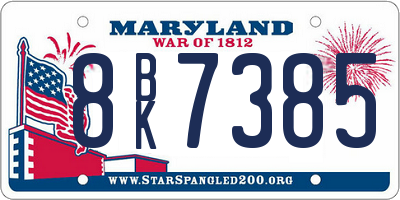 MD license plate 8BK7385