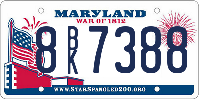 MD license plate 8BK7388