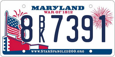 MD license plate 8BK7391