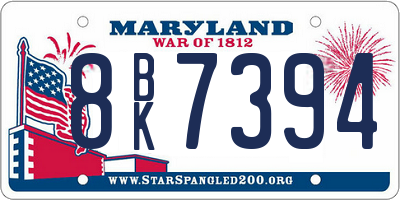 MD license plate 8BK7394
