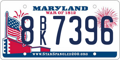 MD license plate 8BK7396