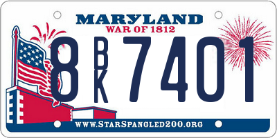 MD license plate 8BK7401