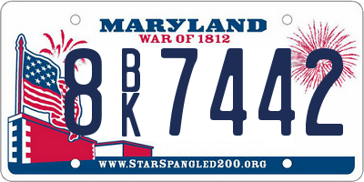 MD license plate 8BK7442