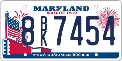 MD license plate 8BK7454