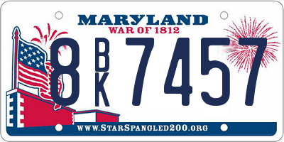 MD license plate 8BK7457