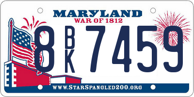 MD license plate 8BK7459