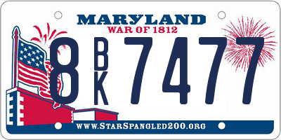 MD license plate 8BK7477