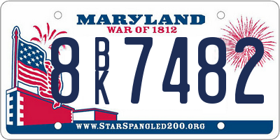 MD license plate 8BK7482