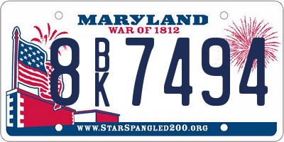 MD license plate 8BK7494