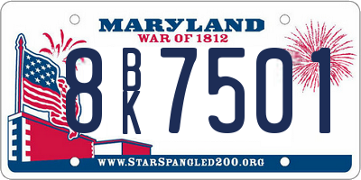 MD license plate 8BK7501