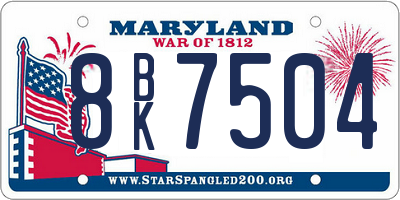 MD license plate 8BK7504