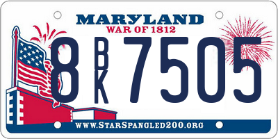MD license plate 8BK7505