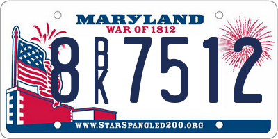 MD license plate 8BK7512