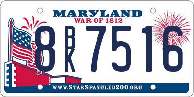 MD license plate 8BK7516