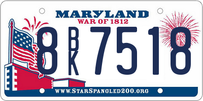 MD license plate 8BK7518