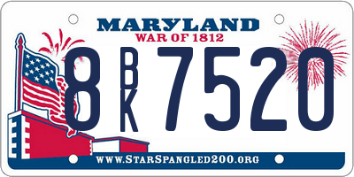 MD license plate 8BK7520
