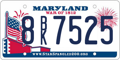 MD license plate 8BK7525