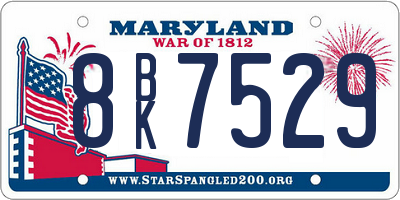 MD license plate 8BK7529