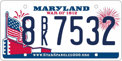 MD license plate 8BK7532