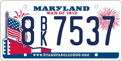 MD license plate 8BK7537