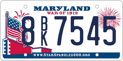 MD license plate 8BK7545