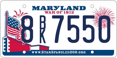 MD license plate 8BK7550