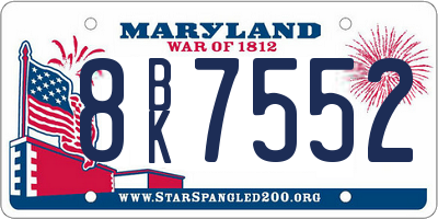 MD license plate 8BK7552