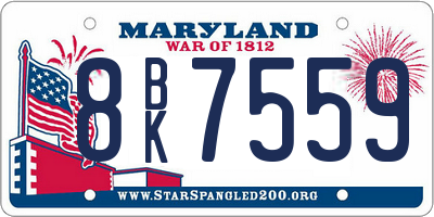MD license plate 8BK7559