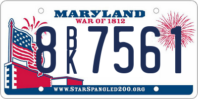 MD license plate 8BK7561